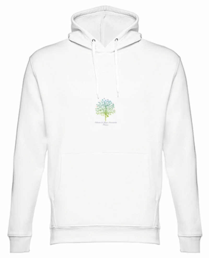 Sweat à capuche unisexe blanc de yoga avec logo de l'arbre de l'ashram