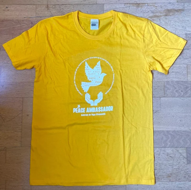 T-shirt de yoga unisexe pour homme, ambassadeur de la paix, en coton standard jaune