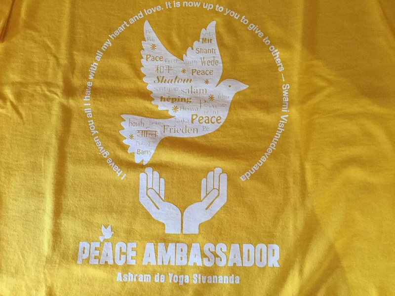 T-shirt de yoga unisexe pour homme, ambassadeur de la paix, en coton standard jaune