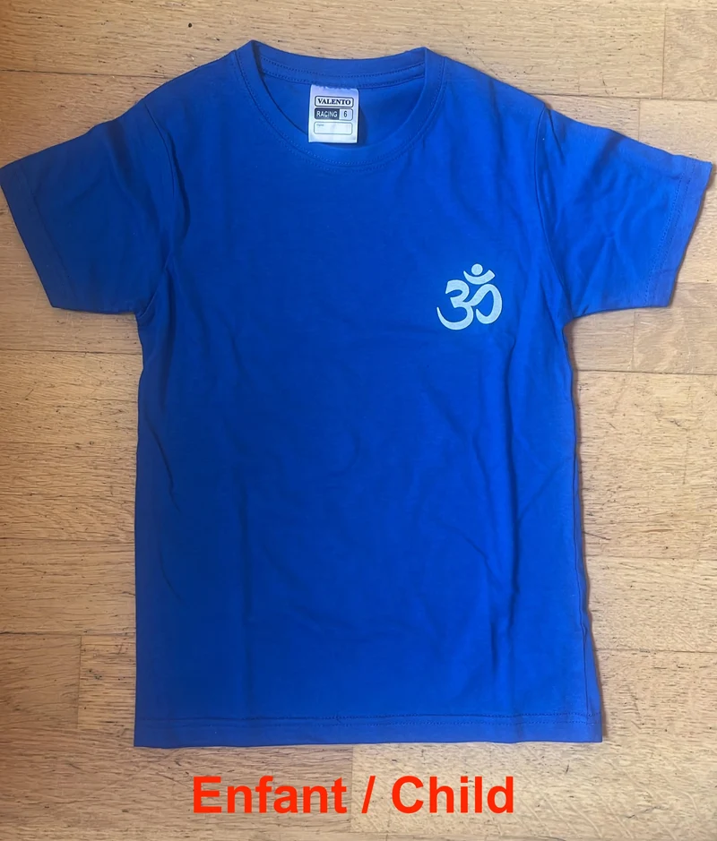 T-shirt de yoga unisexe en coton bleu standard - Taille S mini blanc Om