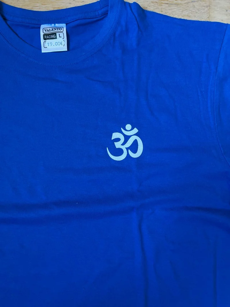 T-shirt de yoga unisexe en coton bleu standard - Taille S mini blanc Om