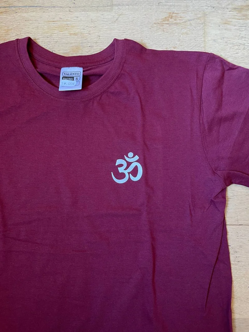 T-shirt de yoga unisexe en coton bordeaux standard - Taille S mini blanc Om