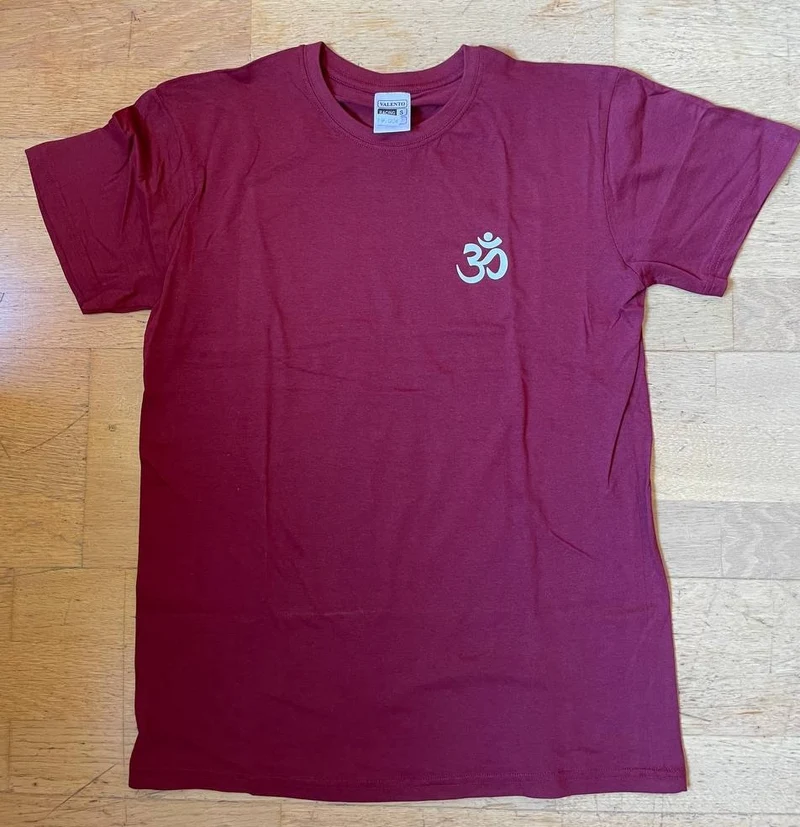 T-shirt de yoga unisexe en coton bordeaux standard - Taille S mini blanc Om