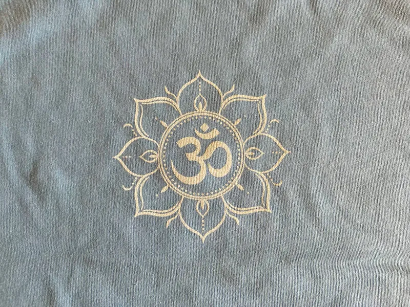 T-shirt de yoga pour femme, bleu, motif fleur de lotus Om, en coton standard, coupe ajustée