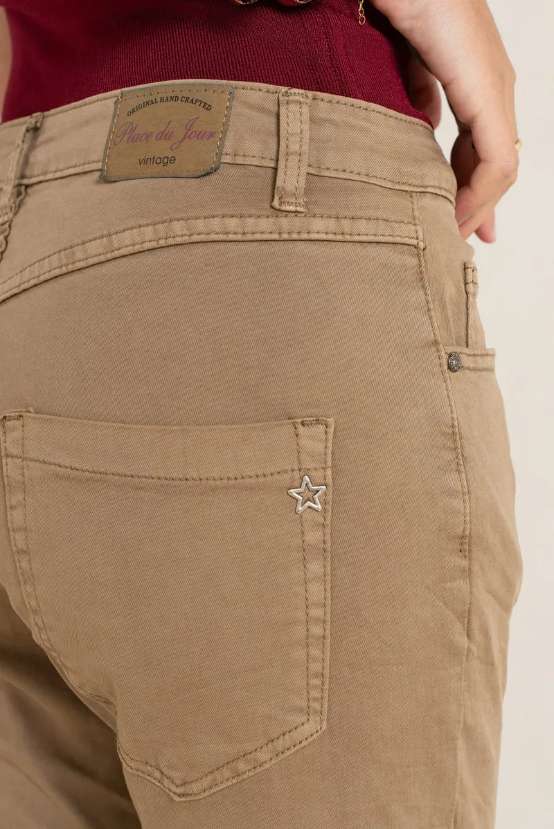 Pantalon Boyfriend à Boutons Fantaisies Argentés
