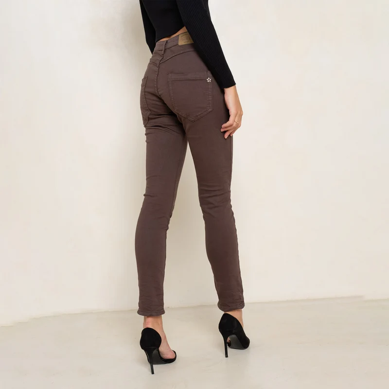 Pantalon Boyfriend à Boutons Fantaisies Argentés