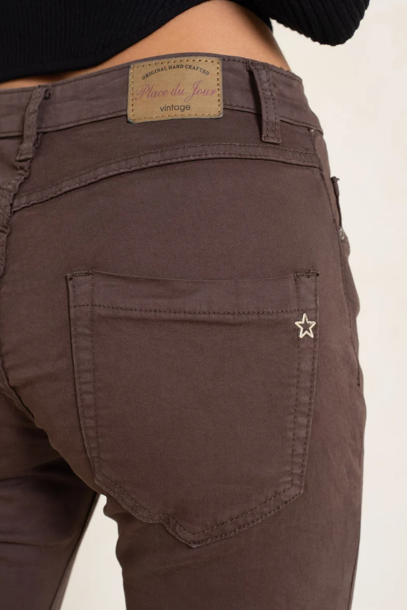 Pantalon Boyfriend à Boutons Fantaisies Argentés