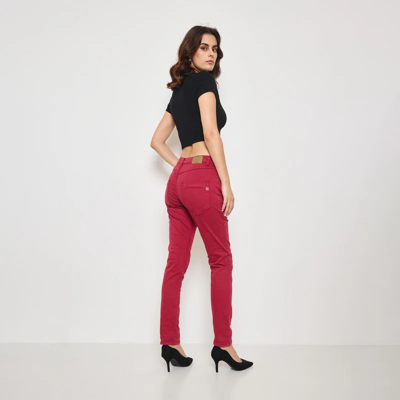Pantalon Boyfriend à Boutons Fantaisies Argentés