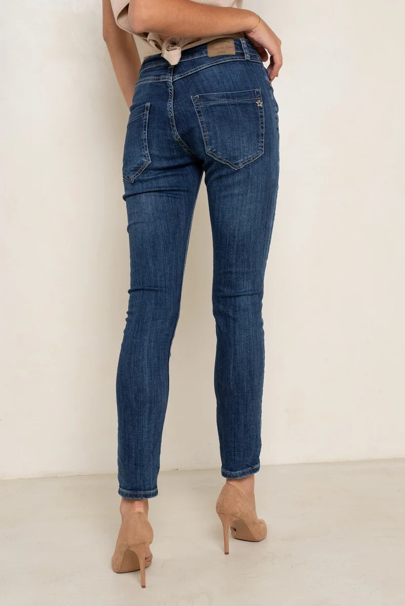 Pantalon Boyfriend à Boutons Fantaisies Argentés