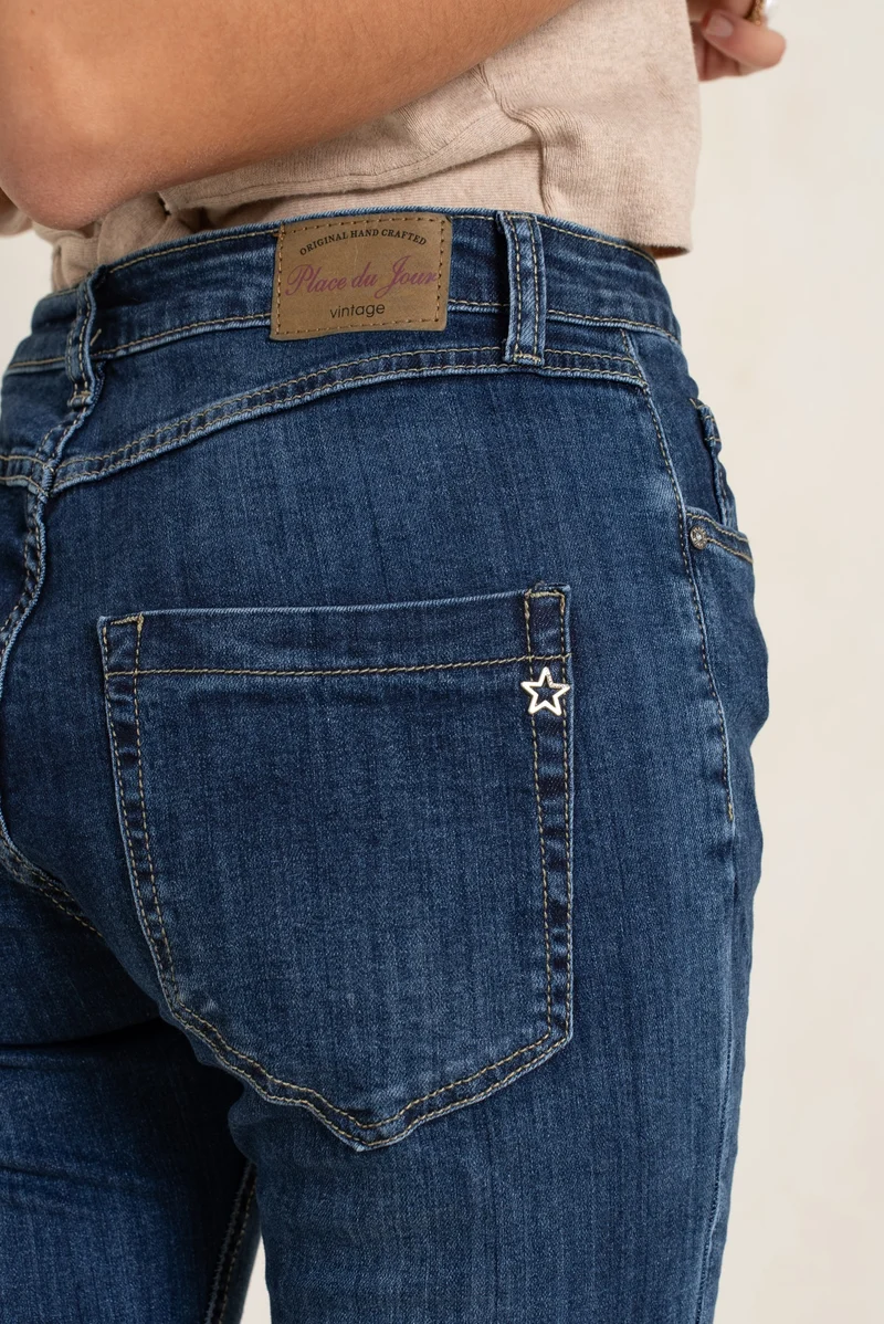Pantalon Boyfriend à Boutons Fantaisies Argentés