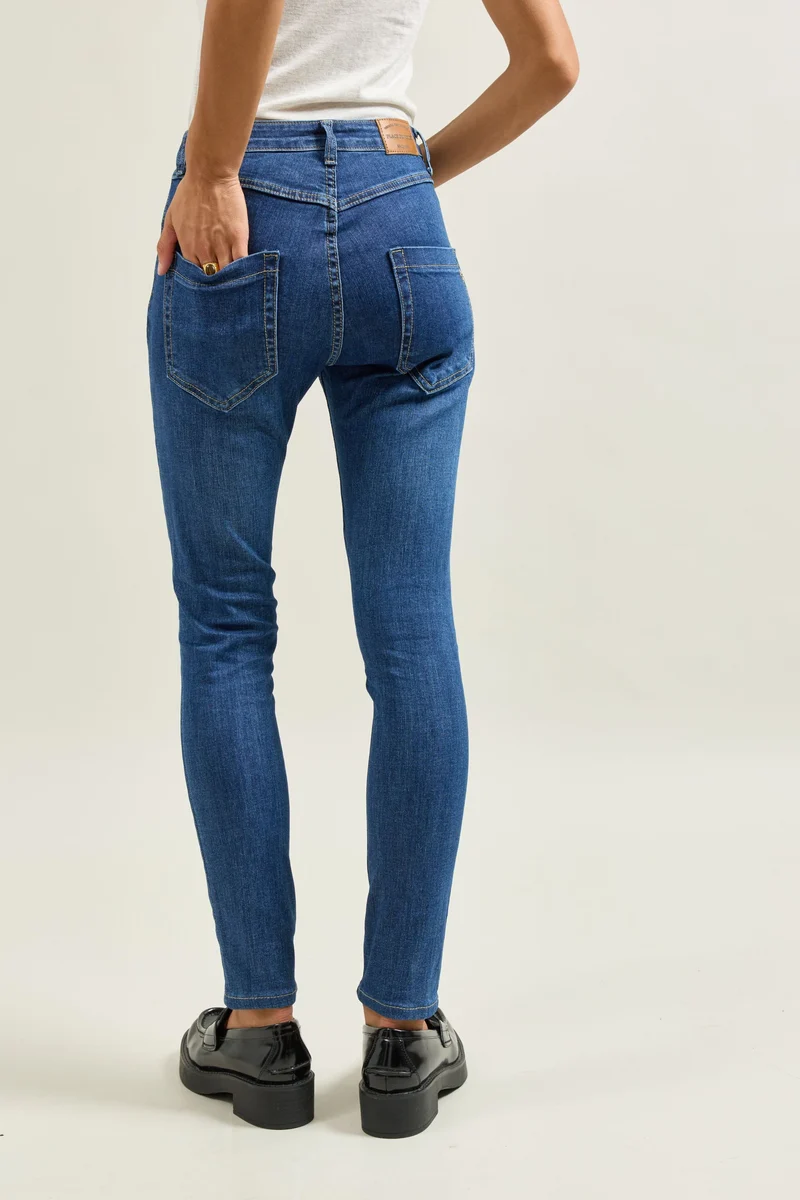 Pantalon Boyfriend à Boutons Fantaisies Argentés