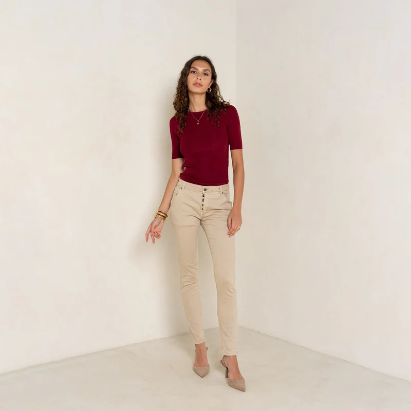 Pantalon Boyfriend Revers Dorés