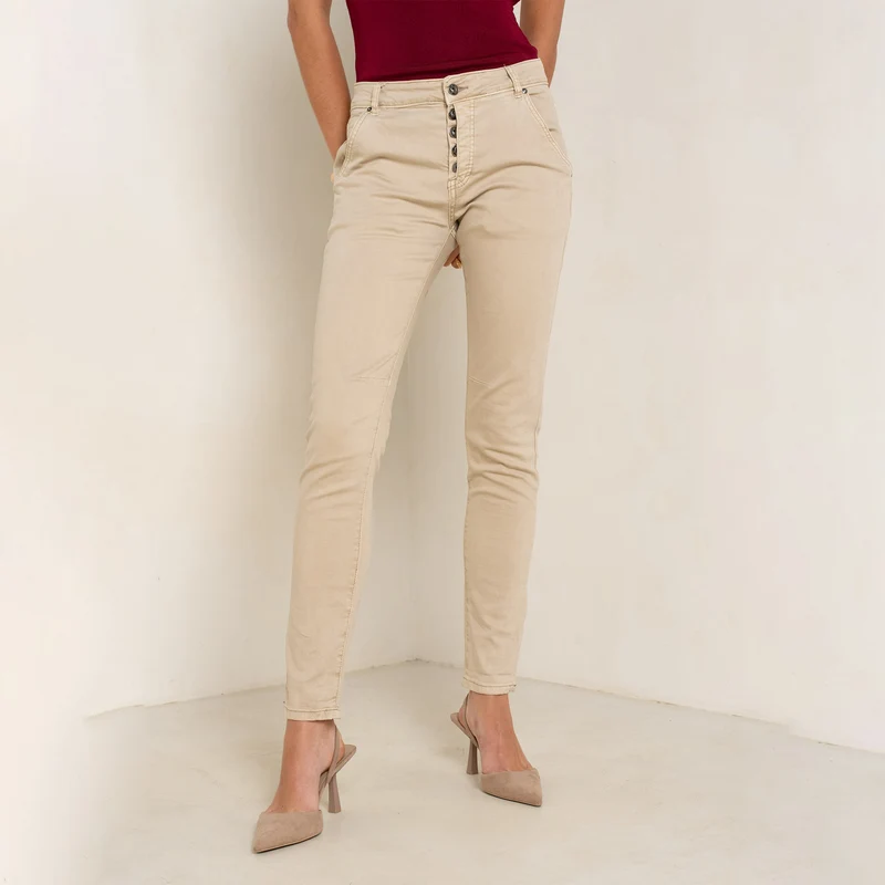 Pantalon Boyfriend Revers Dorés