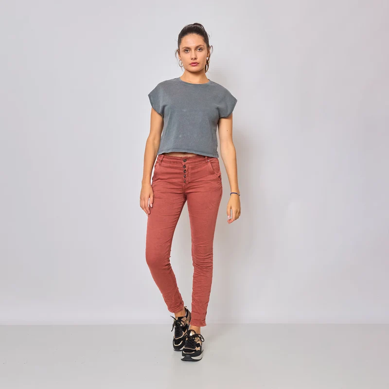 Pantalon Boyfriend Revers Dorés