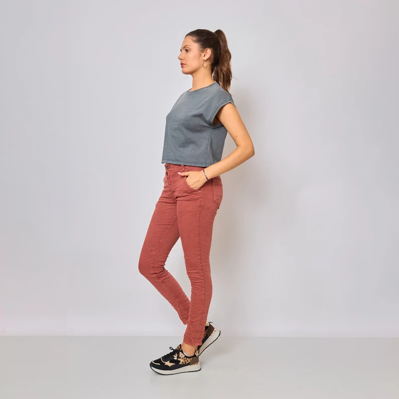 Pantalon Boyfriend Revers Dorés