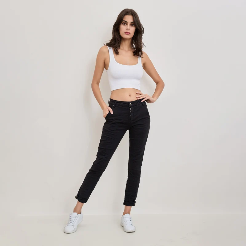 Pantalon Boyfriend Revers Dorés