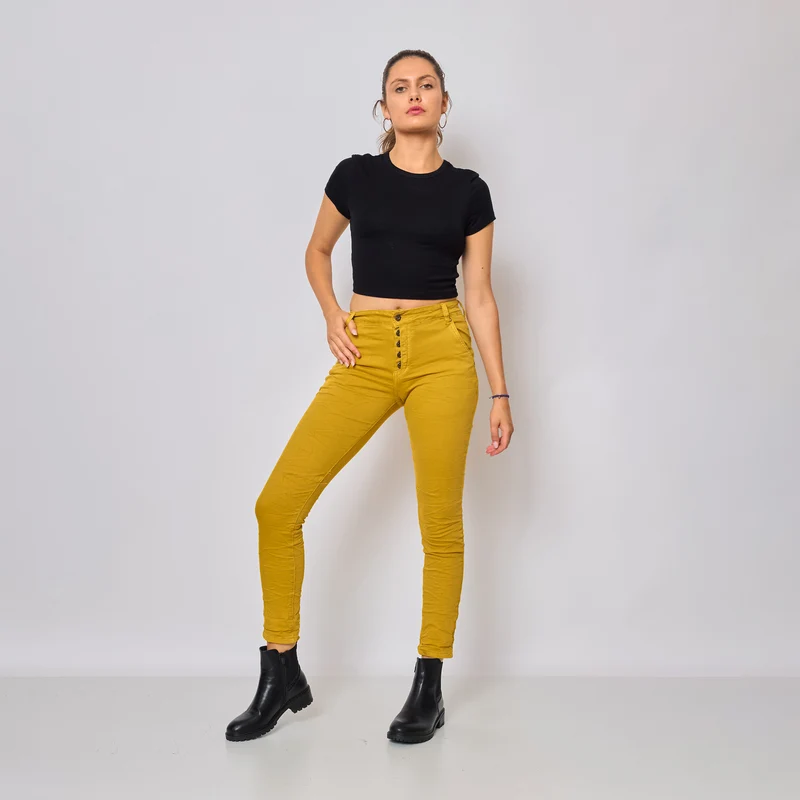 Pantalon Boyfriend Revers Dorés
