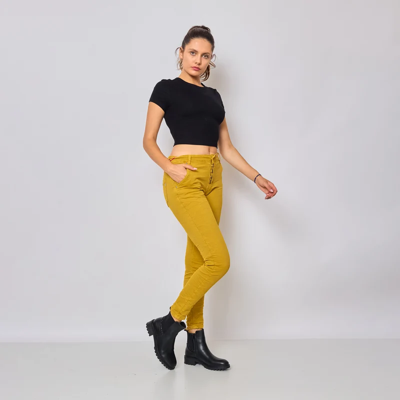 Pantalon Boyfriend Revers Dorés