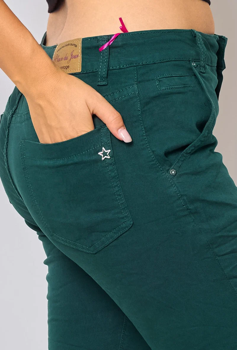Pantalon Boyfriend Revers Dorés