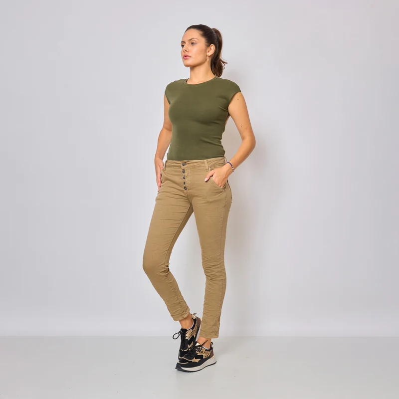 Pantalon Boyfriend Revers Dorés
