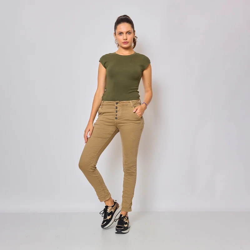 Pantalon Boyfriend Revers Dorés