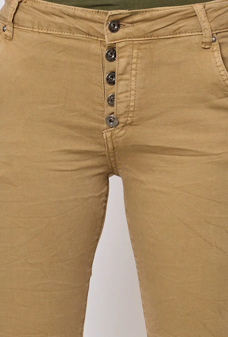 Pantalon Boyfriend Revers Dorés