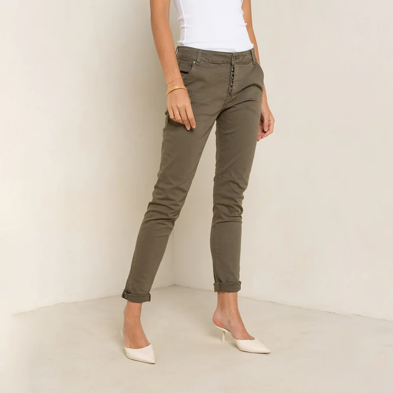 Pantalon Boyfriend Revers Dorés