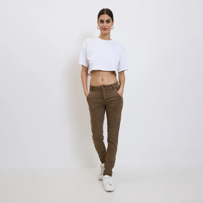Pantalon Boyfriend Revers Dorés