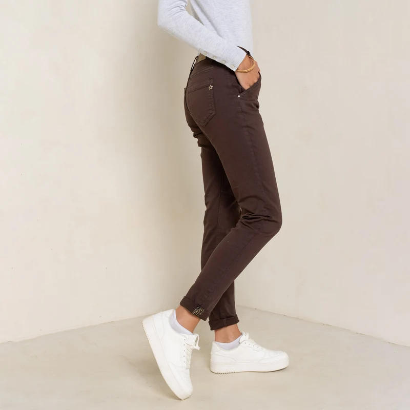 Pantalon Boyfriend Revers Dorés