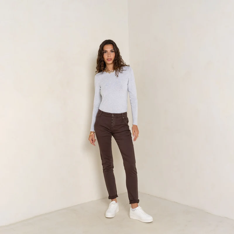 Pantalon Boyfriend Revers Dorés