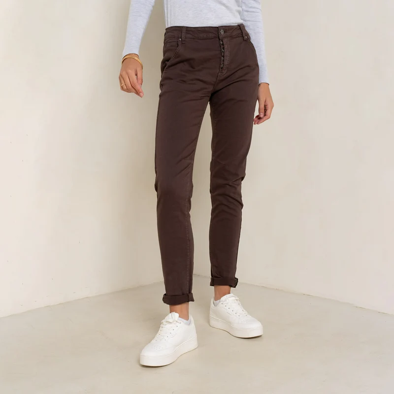 Pantalon Boyfriend Revers Dorés