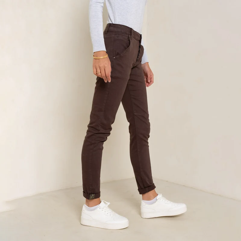 Pantalon Boyfriend Revers Dorés