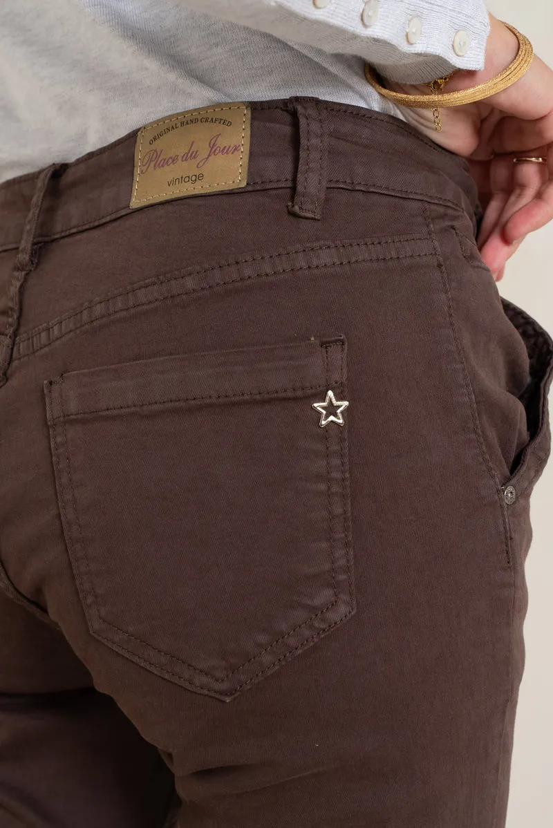 Pantalon Boyfriend Revers Dorés