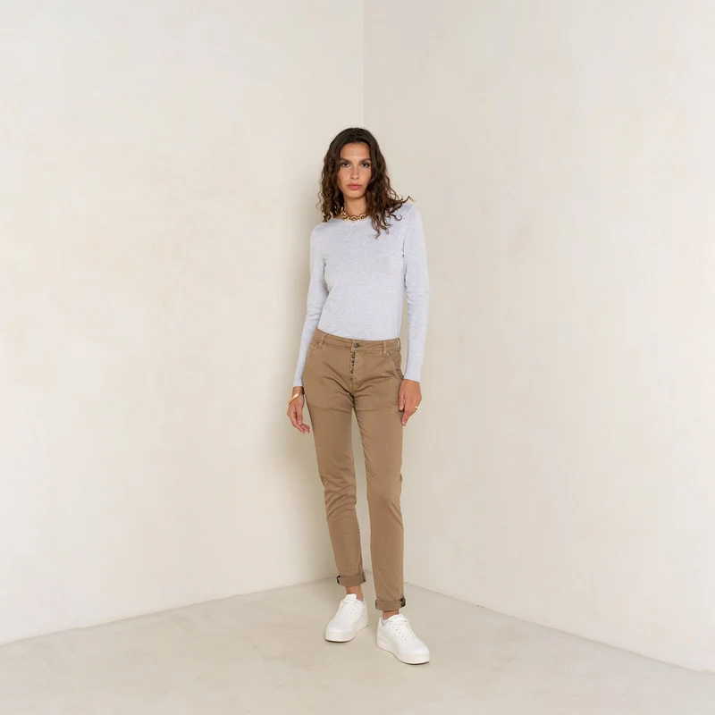 Pantalon Boyfriend Revers Dorés
