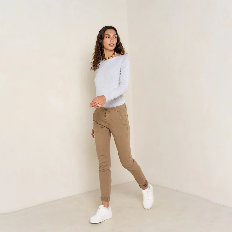 Pantalon Boyfriend Revers Dorés