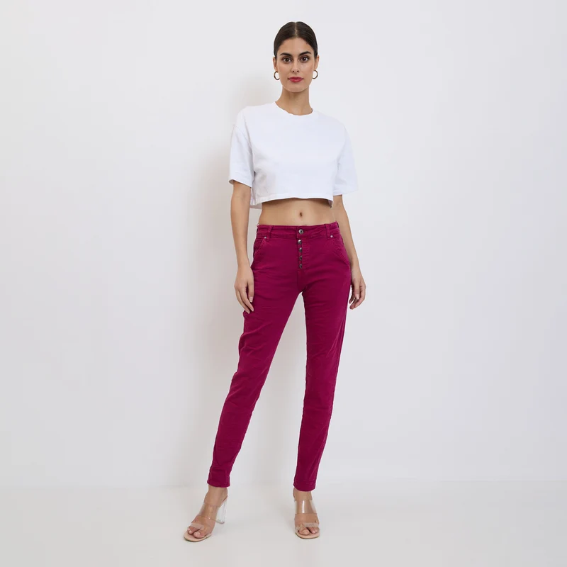 Pantalon Boyfriend Revers Dorés