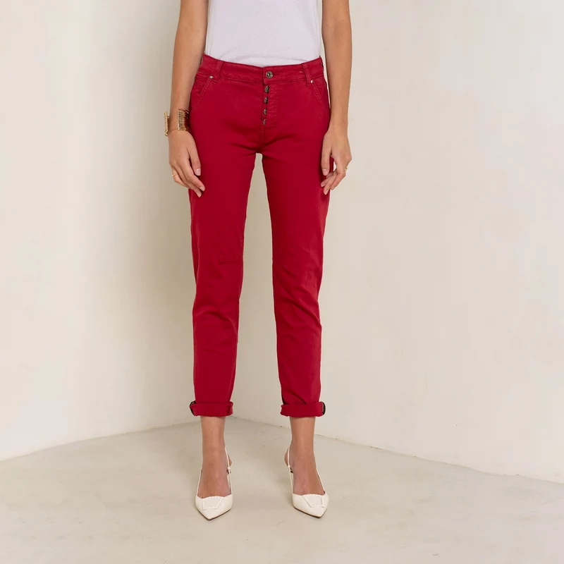 Pantalon Boyfriend Revers Dorés