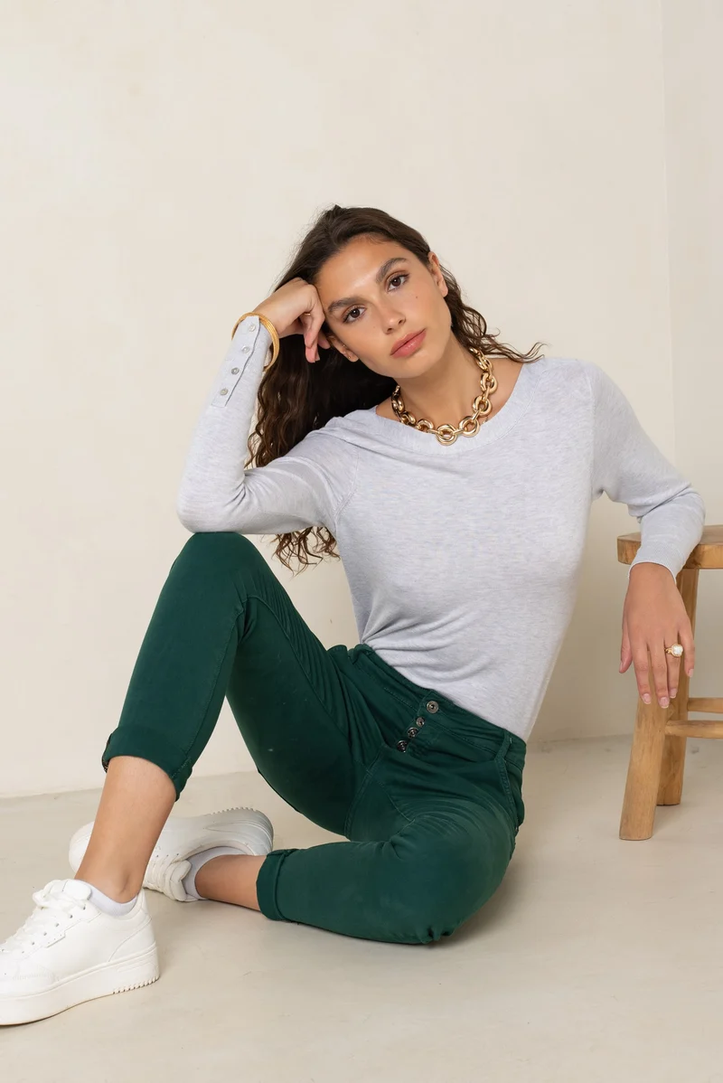 Pantalon Boyfriend Revers Dorés