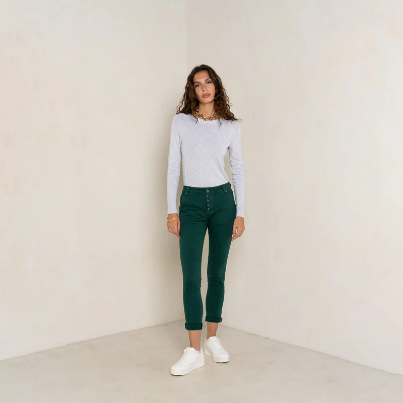 Pantalon Boyfriend Revers Dorés