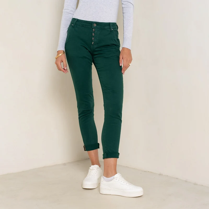 Pantalon Boyfriend Revers Dorés