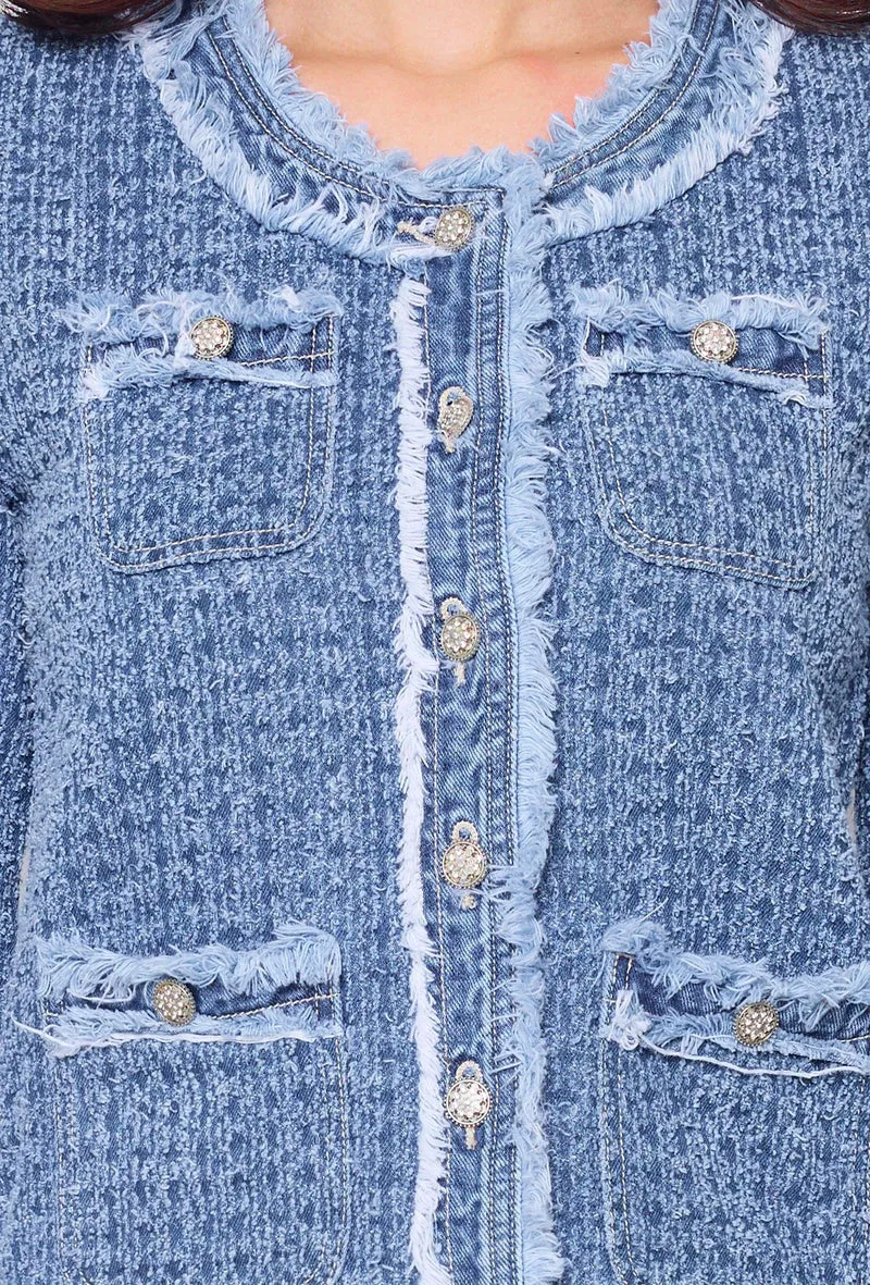 Veste Tweed Manches Longues