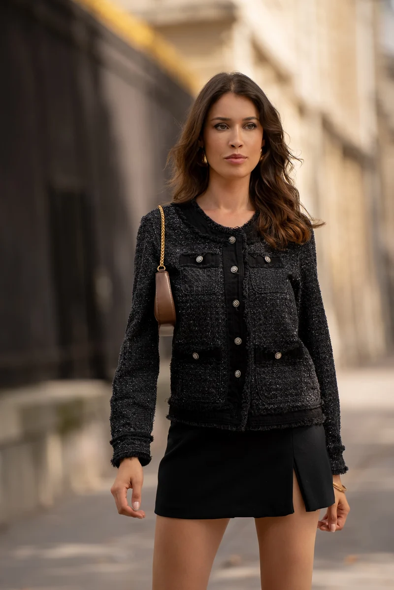 Veste Tweed Manches Longues