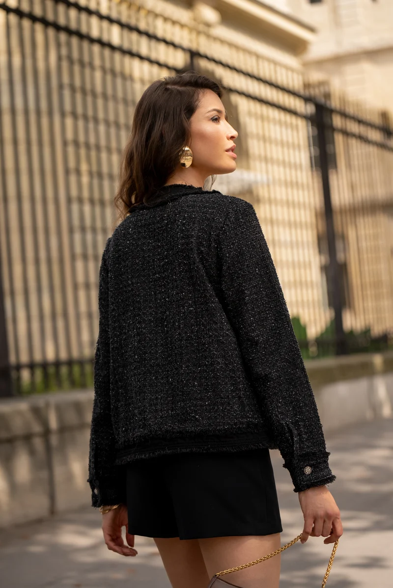 Veste Tweed Manches Longues