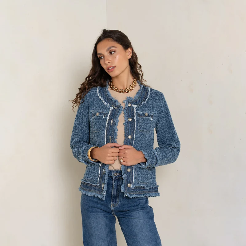 Veste Tweed Manches Longues