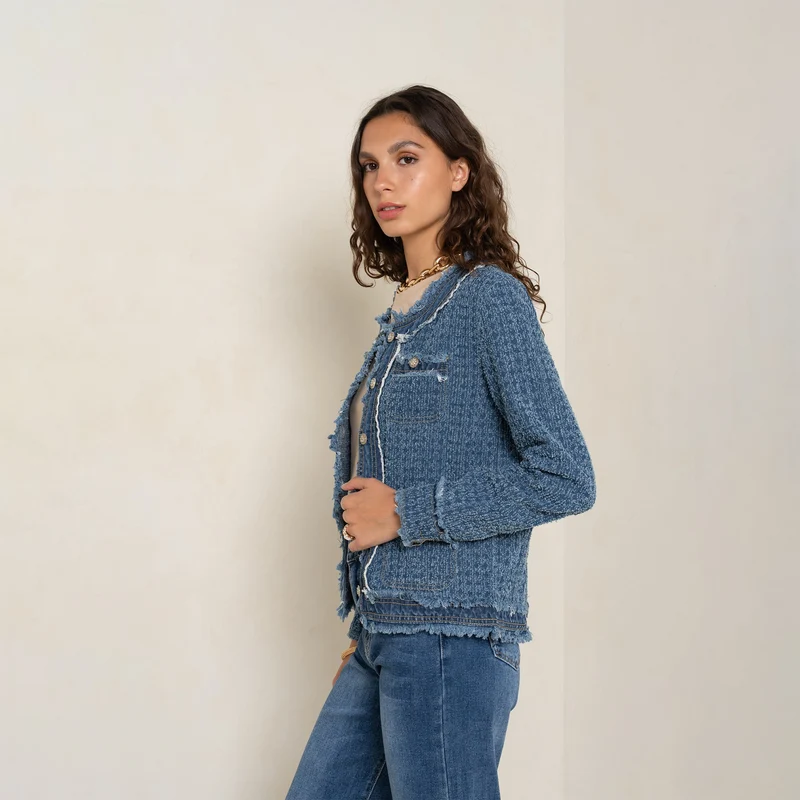 Veste Tweed Manches Longues