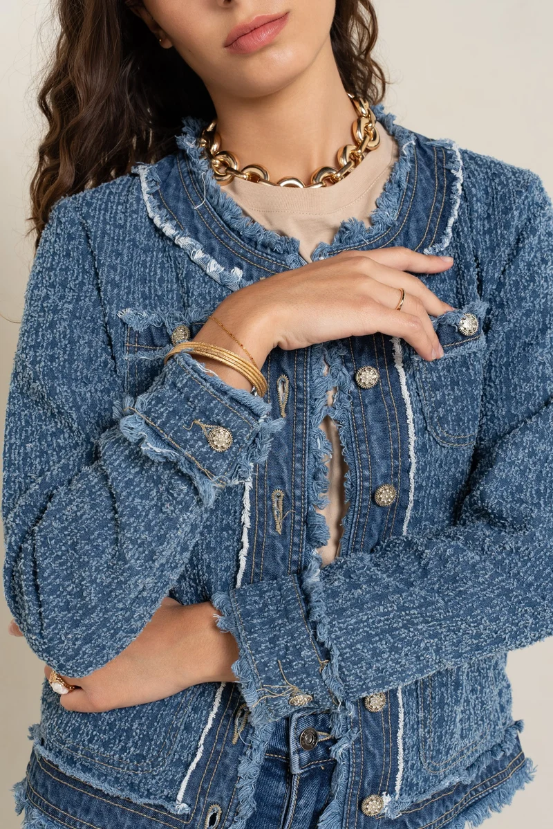Veste Tweed Manches Longues