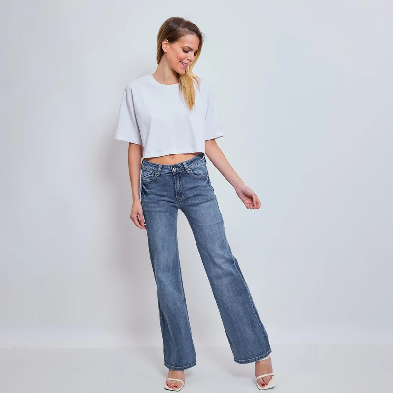 Jean Droit Taille Haute Zip