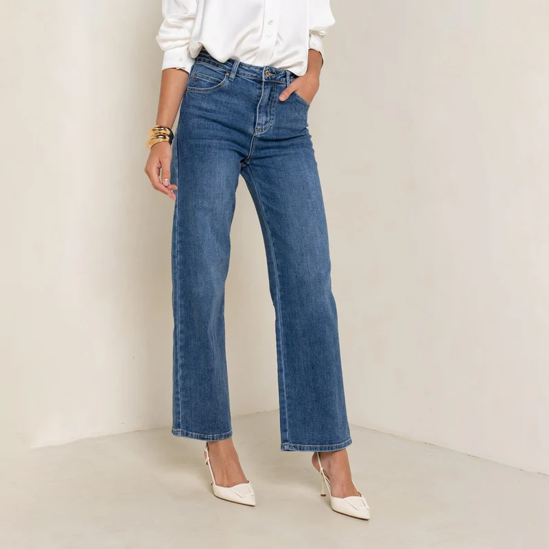 Jean Droit Taille Haute Zip