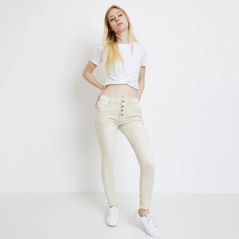 Pantalon Boyfriend Stretch Couleur