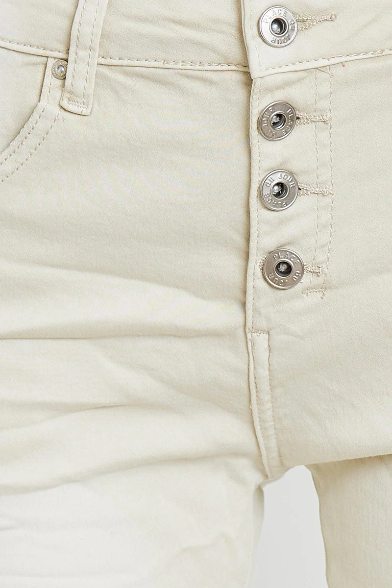 Pantalon Boyfriend Stretch Couleur